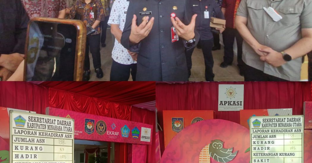 Tingkatkan Kinerja ASN Pemkab Minut, Joune Ganda Pasang Papan Rekapitulasi Kehadiran