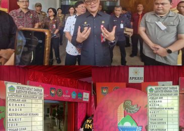 Tingkatkan Kinerja ASN Pemkab Minut, Joune Ganda Pasang Papan Rekapitulasi Kehadiran