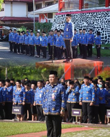 Dalam Apel Korpri, Bupati Joune Ganda Tegaskan Hukum Tua Akan Dinonaktifkan Jika Tak Jalankan Siskamling